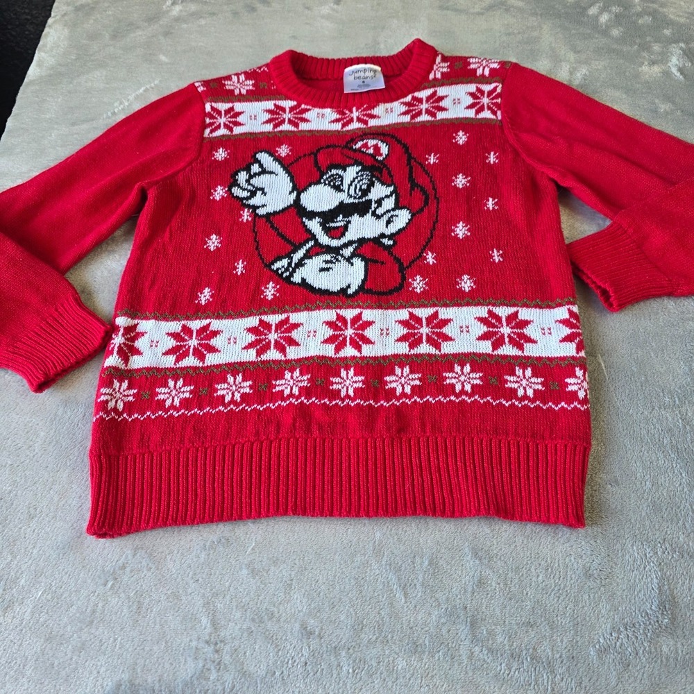 Jumping Beans Super Mario Brothers Knitted Sweater Pullover Child Size 6
